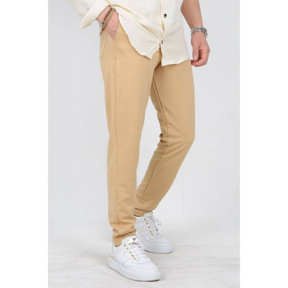 Casual Suit Erkek Beli Lastikli Slim Fit Double Paça Jogger Açıkkahve Pantolon Erkek Pantolon Fiyatı
