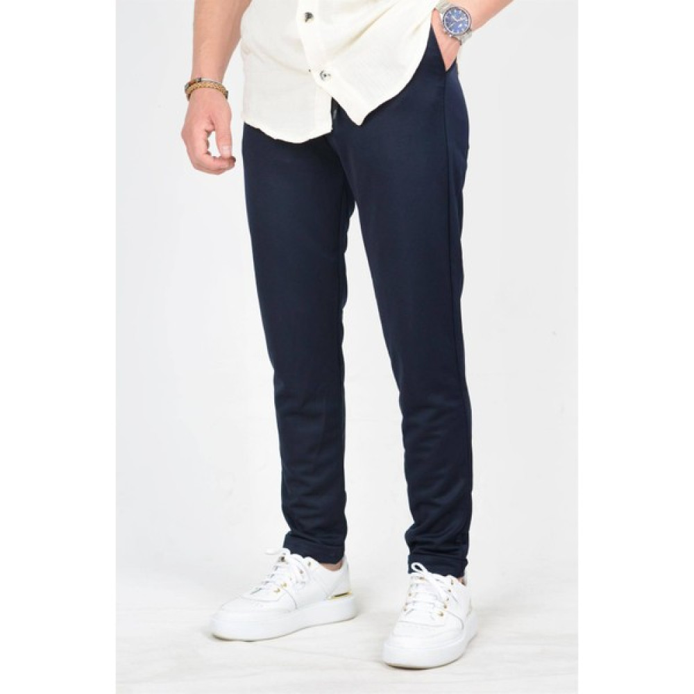 Casual Suit Erkek Beli Lastikli Slim Fit Double Paça Jogger Lacivert Pantolon Erkek Pantolon Fiyatı
