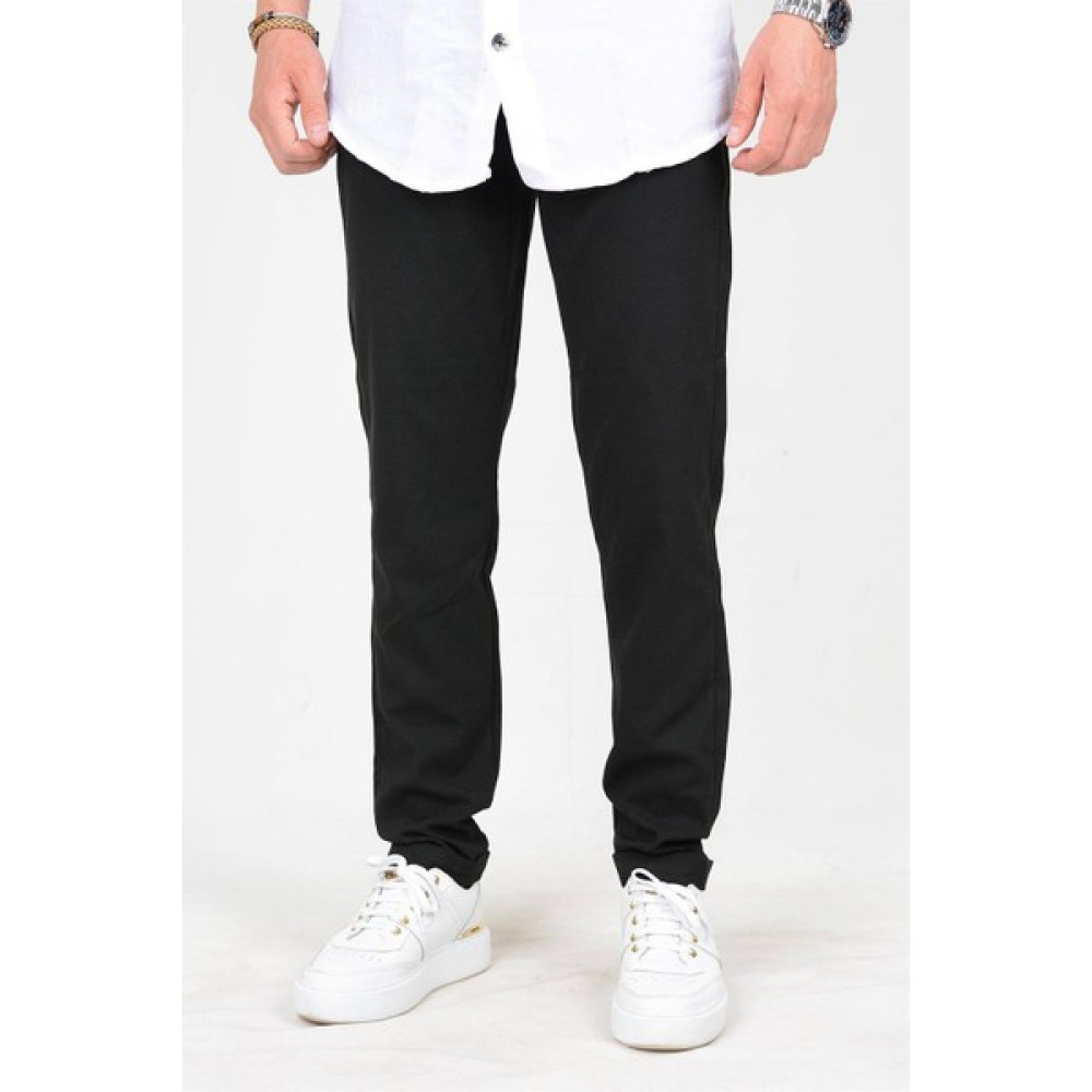 Casual Suit Erkek Beli Lastikli Slim Fit Double Paça Jogger Siyah Pantolon Erkek Pantolon Fiyatı