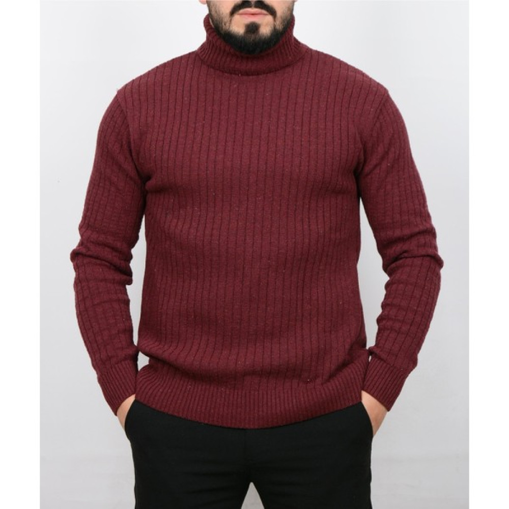 Casual Suit Erkek Bordo Balıkçı Yaka Dar Kesim Triko Kazak Erkek Kazak & Süveter & Triko Fiyatı