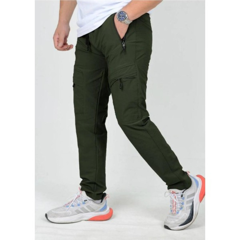 Casual Suit Erkek Haki Slim Fit Cepli Beli Lastikli Paraşüt Kumaş Spor Pantolon Erkek Pantolon Fiyatı