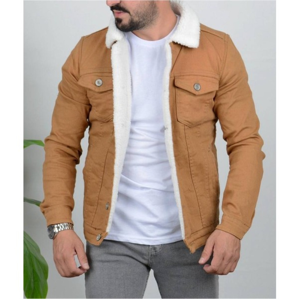 Casual Suit Erkek Kahverengi Içi Kürklü Dar Kesim Kot Ceket Erkek Mont Fiyatı