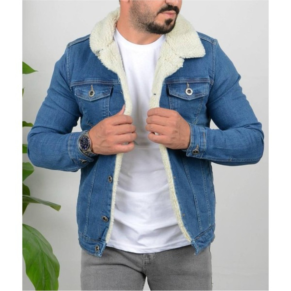 Casual Suit Erkek Mavi Içi Kürklü Dar Kesim Kot Ceket Erkek Mont Fiyatı