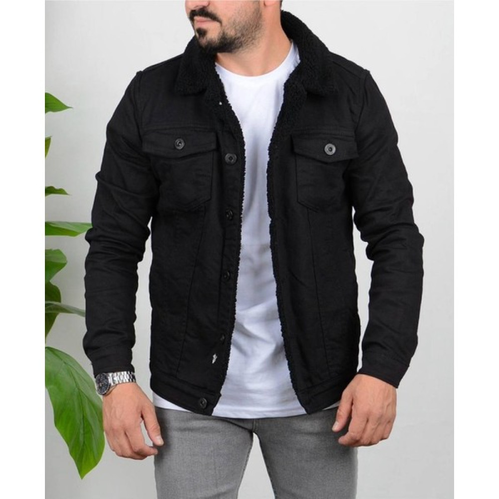 Casual Suit Erkek Siyah Içi Kürklü Dar Kesim Kot Ceket Erkek Mont Fiyatı