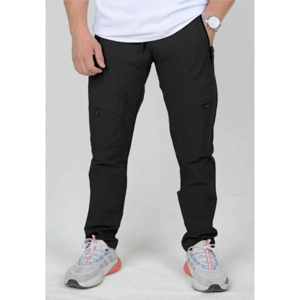 Casual Suit Erkek Siyah Slim Fit Cepli Beli Lastikli Paraşüt Kumaş Spor Pantolon Erkek Pantolon Fiyatı