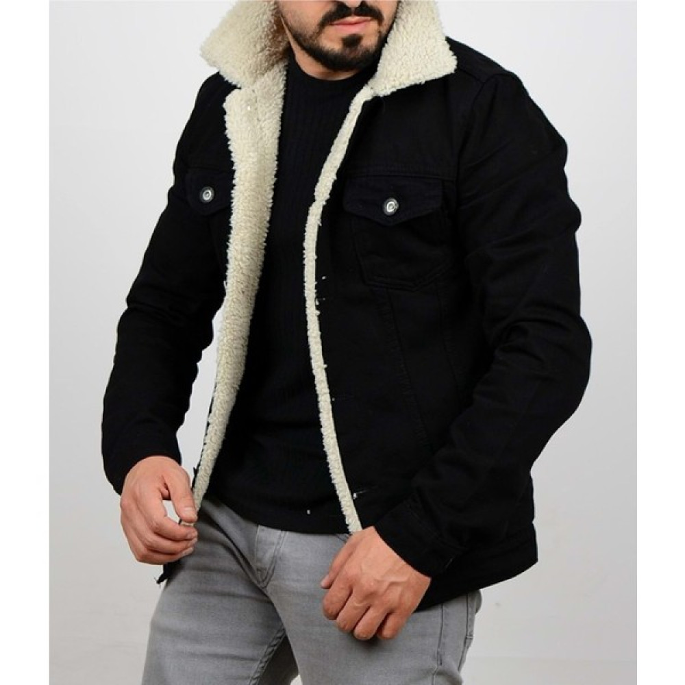 Casual Suit Erkek Siyah Slim Fit Içi Kürklü Kot Ceket Erkek Mont Fiyatı