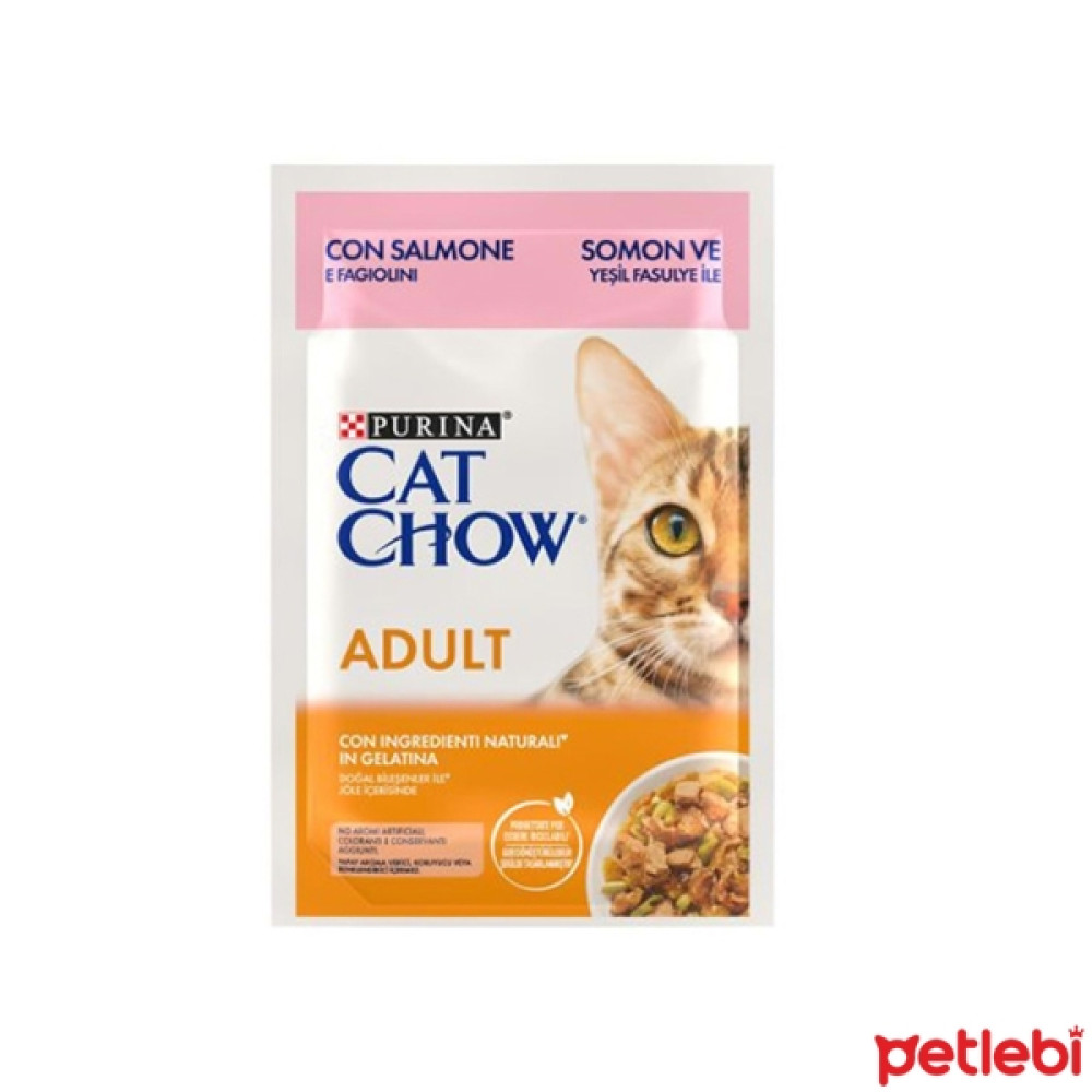 Cat Chow Pouch Jöle İçinde Somonlu ve Yeşil Fasulyeli Yetişkin Kedi Konservesi 85gr Evcil Hayvan Ürünleri Fiyatı