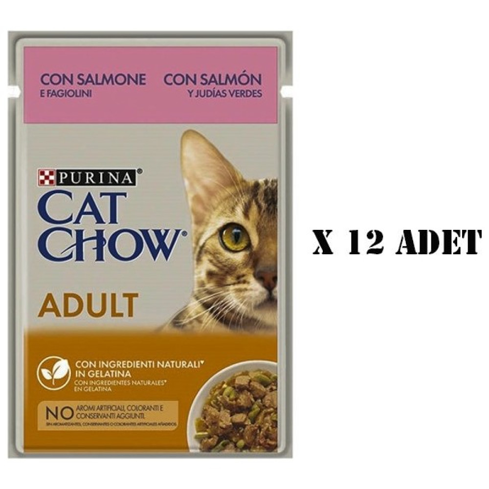 Cat Chow Purina Cat Chow Somonlu Yetişkin Kedi Yaş Maması 85GR x 12 Adet Evcil Hayvan Ürünleri Fiyatı