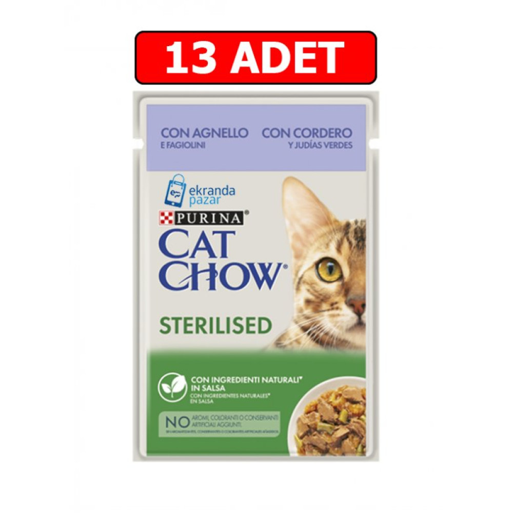 Cat Chow Sterilised Kuzu Etli Ve Yesil Fasulyeli Kisirlastirilmis Kedi Yas Mamasi 85Gr 13 Adet Pouch Evcil Hayvan Ürünleri Fiyatı
