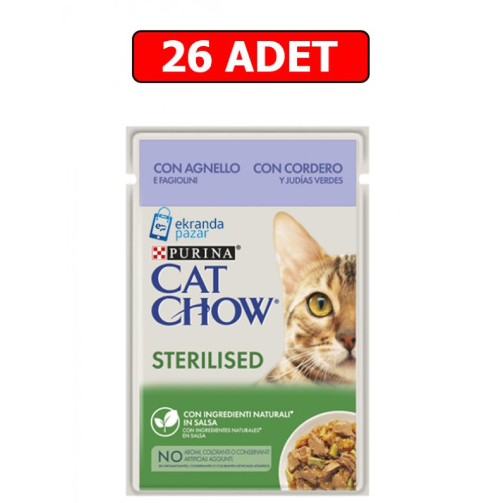 Cat Chow Sterilised Kuzu Etli Ve Yesil Fasulyeli Kisirlastirilmis Kedi Yas Mamasi 85Gr 26 Adet Pouch Evcil Hayvan Ürünleri Fiyatı