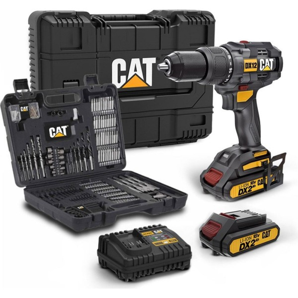 Cat DX12SET 18 Volt / 2.0 Ah Li-Ion Çift Akülü Kömürsüz Profesyonel Şarjlı Darbeli Matkap + DA01903 201 Parça Delme / Vidalama Uç Seti Elektrikli El Aletleri Fiyatı