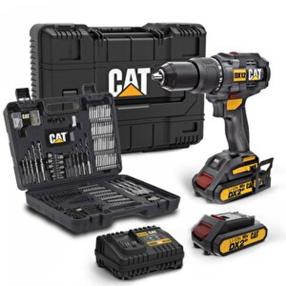 Cat Dx12set 18volt/2.0ah Li-ion Çift Akülü Kömürsüz Profesyonel Şarjlı Darbeli Matkap + Da01903 201 Parça Delme/vidalama Uç Seti Matkaplar Fiyatı