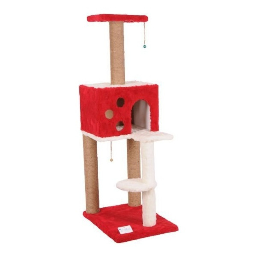Cat Hause S09 Kare Yuvalı Basamaklı Kedi Tırmalama Evi Kırmızı 124 cm Oto Boyaları Fiyatı