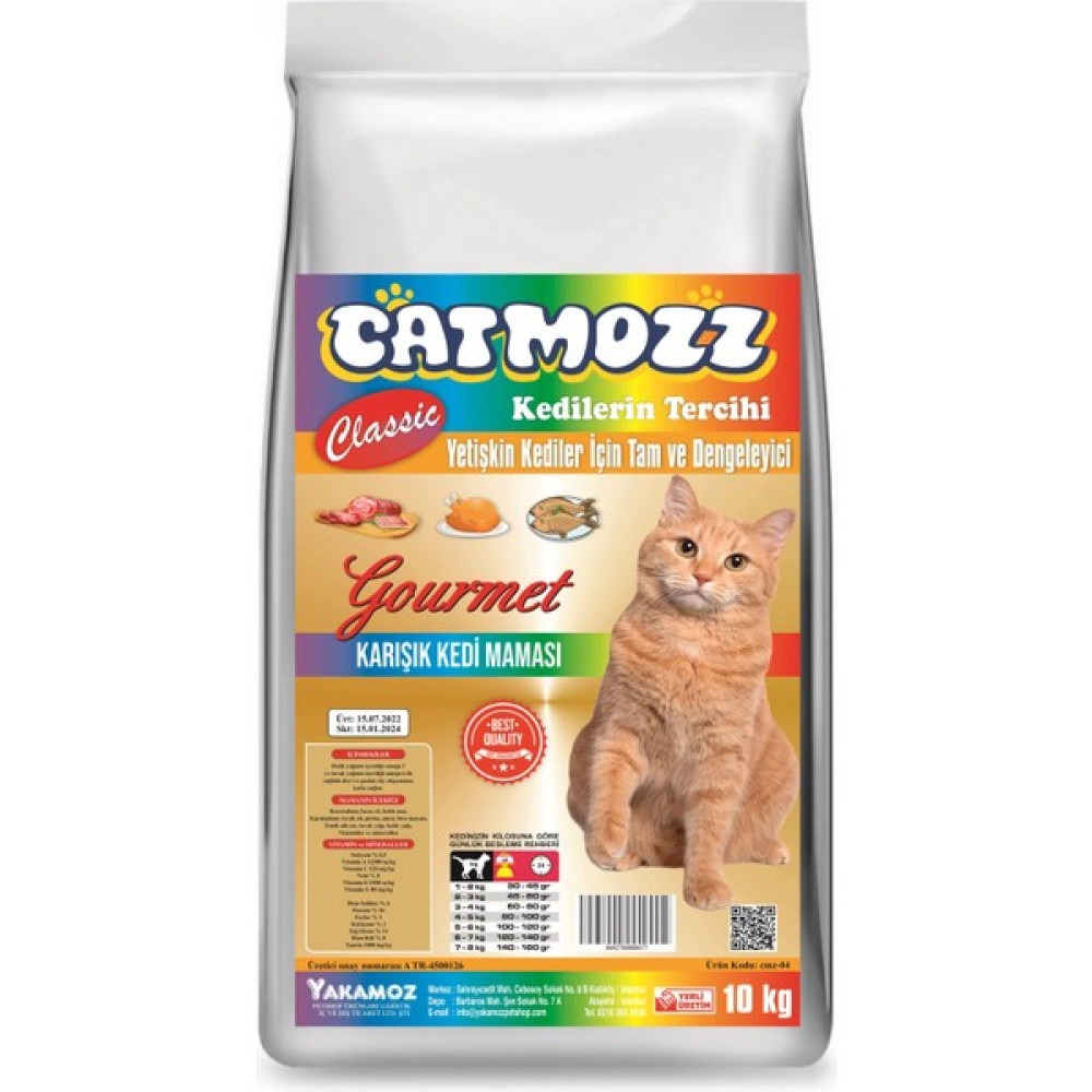 Cat Mozz Catmozz Classic Mıx Gourmet Karışık Yetişkin Kedi Maması 10 KG Evcil Hayvan Ürünleri Fiyatı