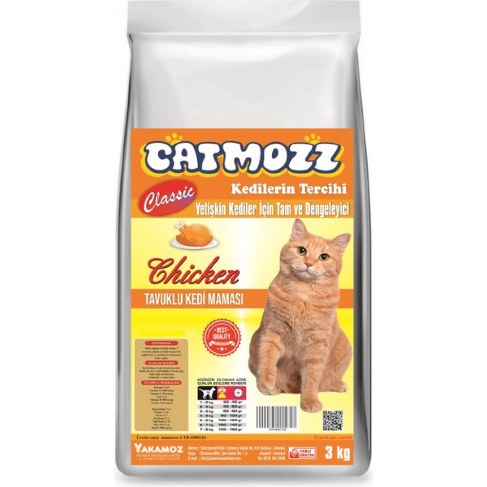 Cat Mozz Classic Tavuklu Yetişkin Kedi Maması 3 kg Evcil Hayvan Ürünleri Fiyatı