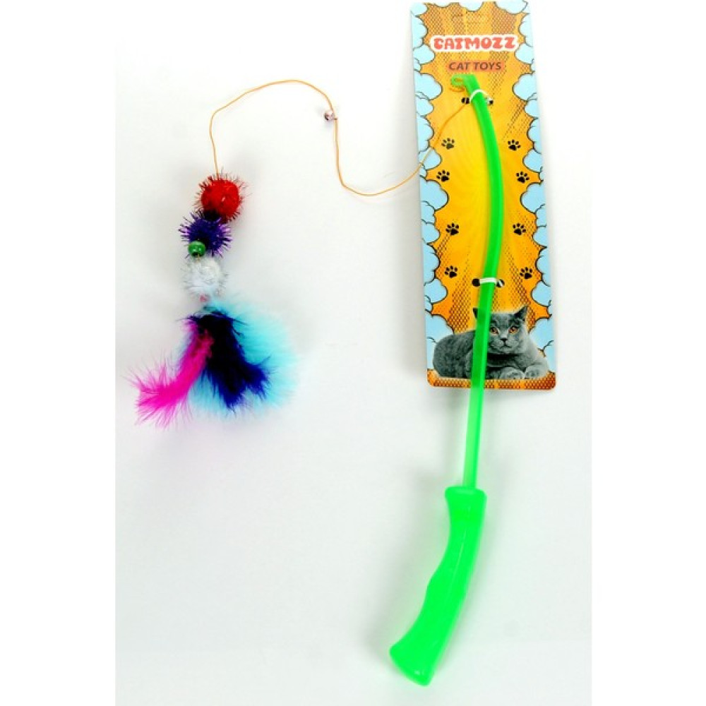Cat Mozz Özel Tüylü Zilli Funny Plastik Saplı Kedi Oyuncağı Oltası 50 cm - Çok Renkli Evcil Hayvan Ürünleri Fiyatı