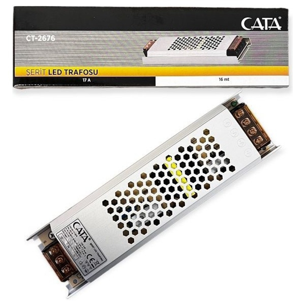 Cata 17A Şerit LED Trafosu (200W) (Süper Slim - Fansız) Led Aydınlatmalar Fiyatı