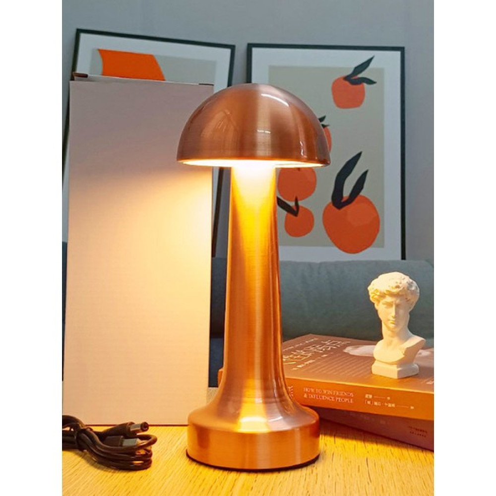 Cata CT-8430 Lizbon Modern Mantar Bakır Kablosuz Masa Lambası Dokunmatik 3 Renk Dimmerli Modlu Şarjlı Bronz Masa Lambası Fiyatı