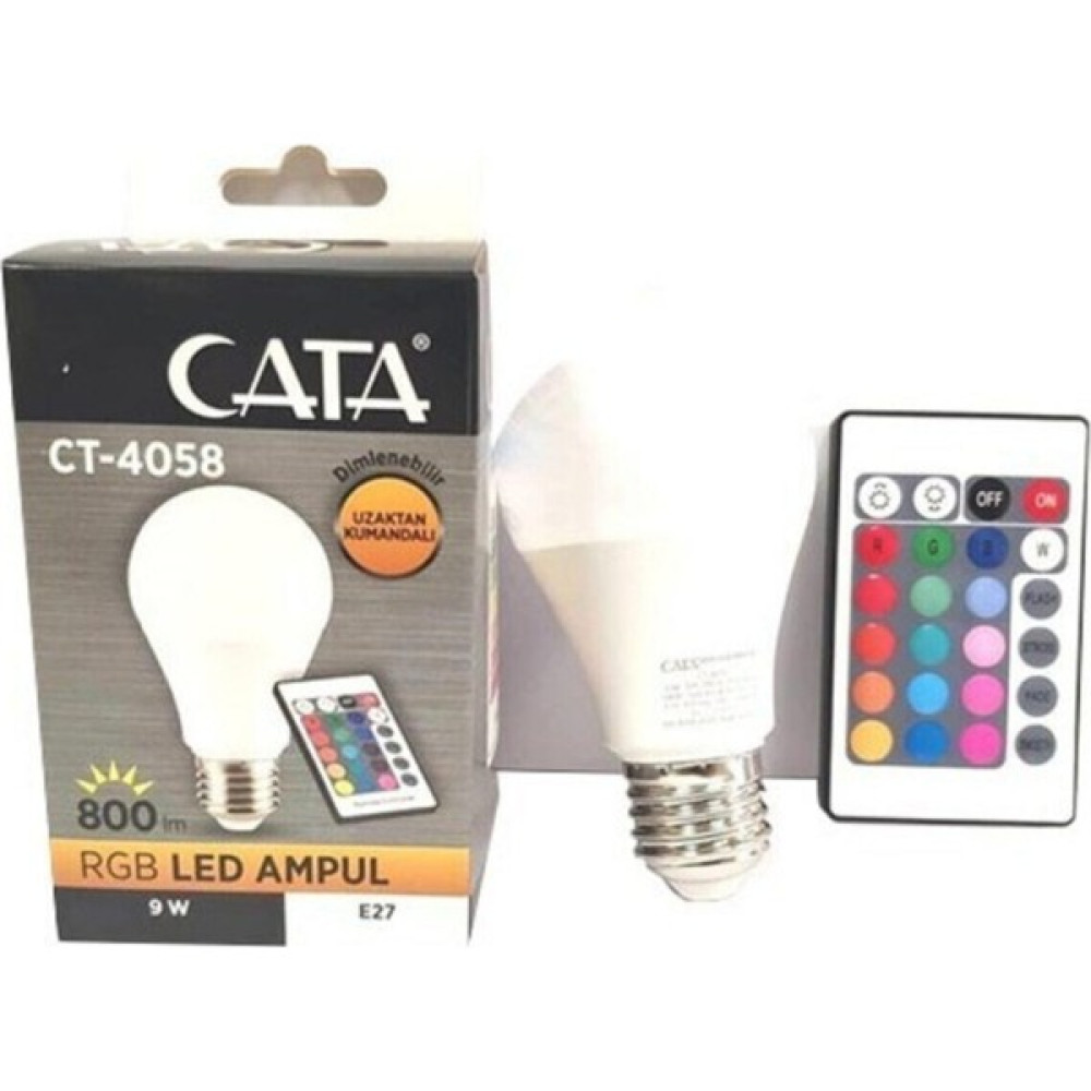 Cata Kumandalı Rgb LED Ampul 9W E27 Dimmer Ana Renk Aydınlatma Günısığı Led Aydınlatmalar Fiyatı