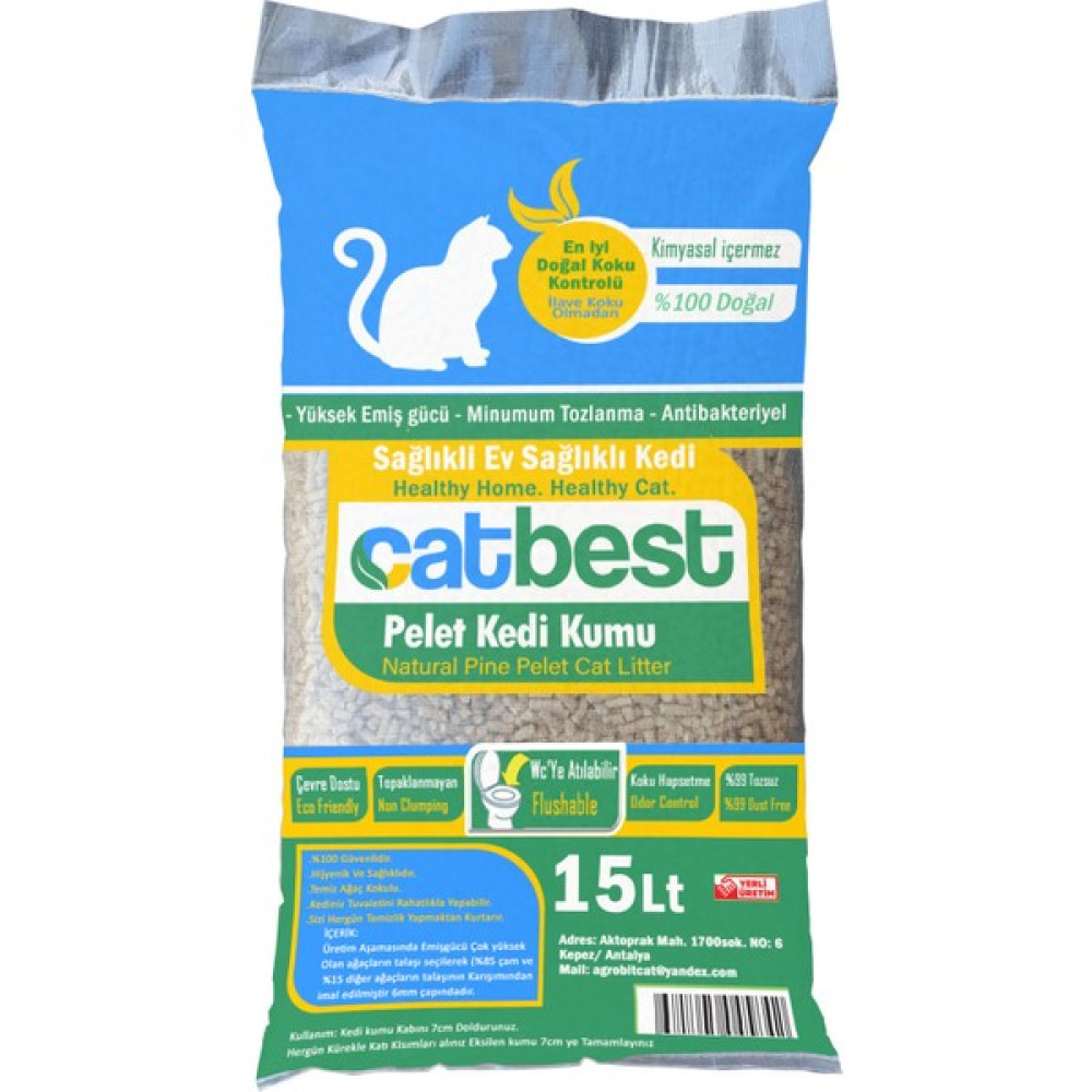 Catbest Cat Pellet Çam Peleti Kedi Kumu 15LT Pelet En Iyi Kedi Bakımı Evcil Hayvan Ürünleri Fiyatı