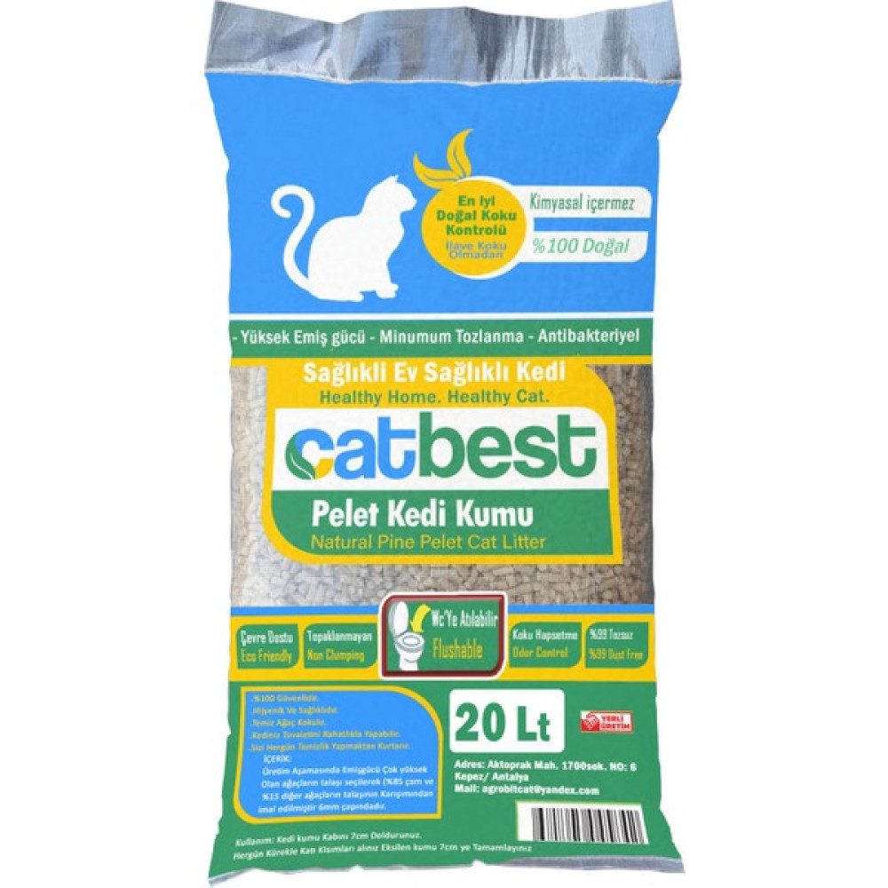 Catbest Cat Pellet Çam Peleti Kedi Kumu 20 Lt Pelet En Iyi Kedi Bakımı Evcil Hayvan Ürünleri Fiyatı