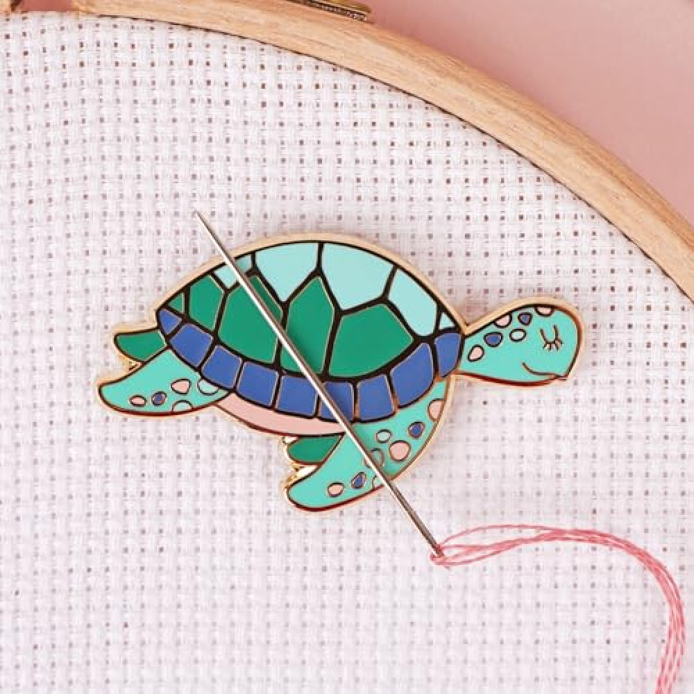 Caterpillar Cross Stitch Needle Minder - Turtle for Cross Stitch, Sewing, Embroidery and Needlework Craft Accessories, Enamel and Magnetic