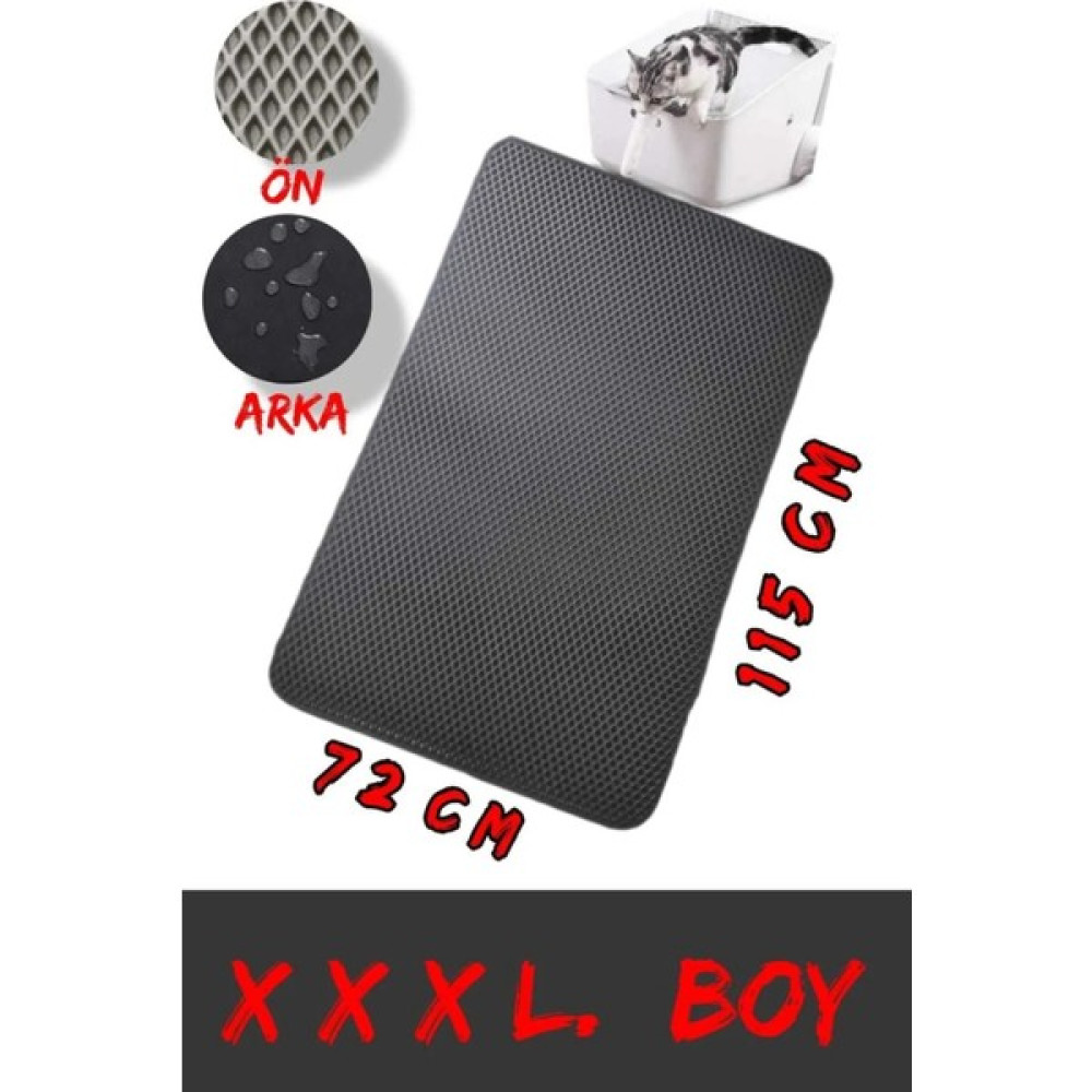 Cateva Elekli Kedi Kumu Paspası Büyük Boy 115X72 cm Çift Taraflı Su Geçirmez Malzeme - Siyah Evcil Hayvan Ürünleri Fiyatı