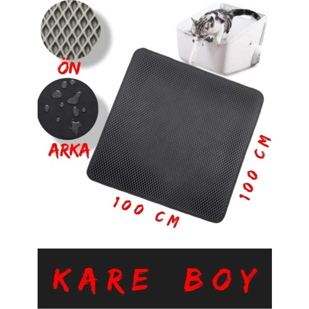 Cateva Elekli Kedi Kumu Paspası Kare Boy 100X100 cm Çift Taraflı Su Geçirmez Malzeme Evcil Hayvan Ürünleri Fiyatı