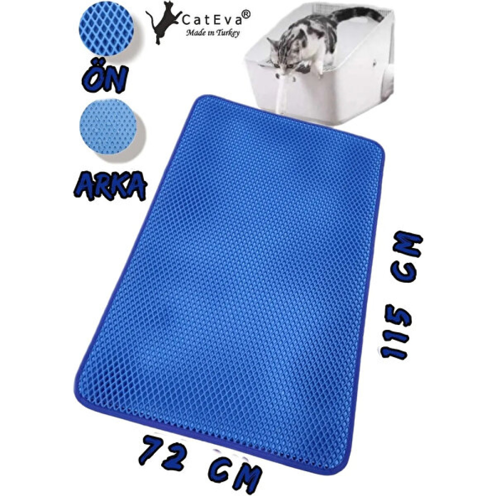 Cateva Elekli Kedi Kumu Paspası Parfümlü Büyük Boy 115X72 cm Çift Taraflı Su Geçirmez Malzeme - Açık Mavi Evcil Hayvan Ürünleri Fiyatı