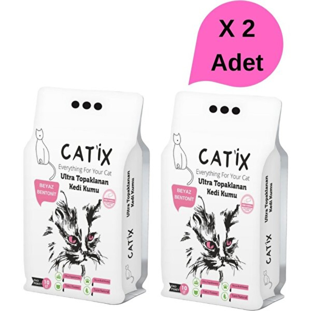 Catix 10lt x 2 Adet Beyaz Bentoint Pudra Kokulu Ince Taneli Kedi Kumu Ultra Topaklanma Evcil Hayvan Ürünleri Fiyatı