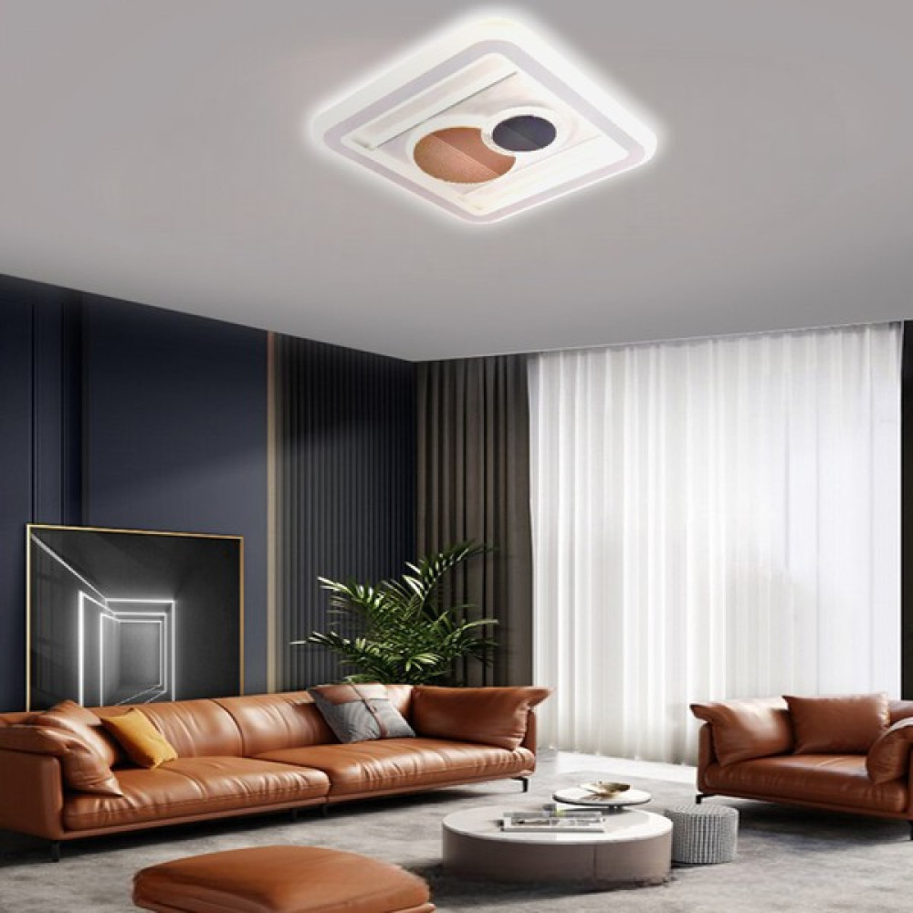 Catluz 50X50CM Kare Akrilikli LED Tavan Lambası,avize,modern Aydınlatma,3 Işık Rengi,kumandalı - Beyaz Avize Fiyatı