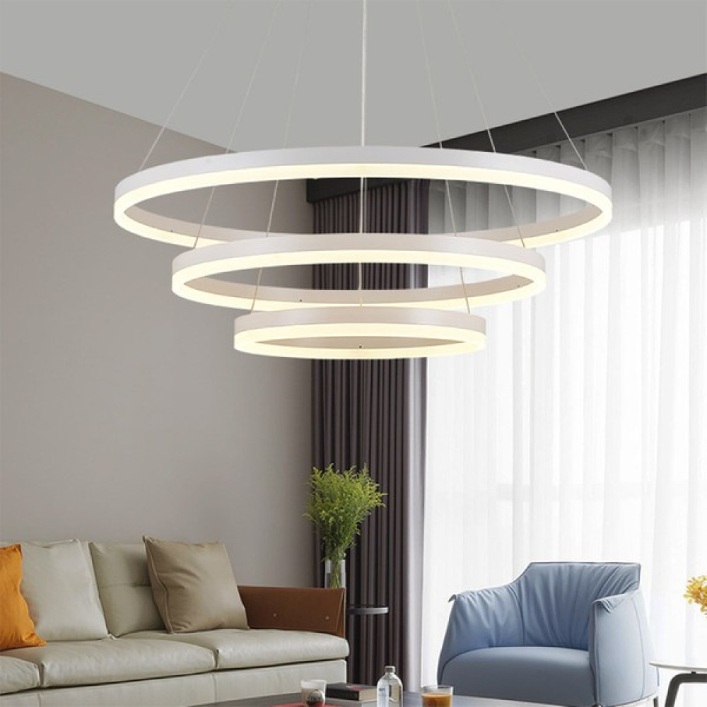 Catluz Beyaz Çember Ø40,60,80CM LED Lamba,yuvarlak Sarkıt Avize,modern Aydınlatma,dekoratif 3 Işık Rengi Avize Fiyatı