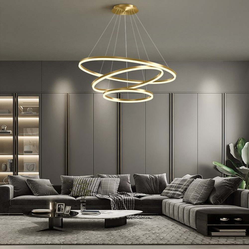 Catluz CL30043 Gold Çember Ø40,60,80CM LED Lamba,yuvarlak Sarkıt Avize,modern Aydınlatma,3 Işık Rengi Avize Fiyatı