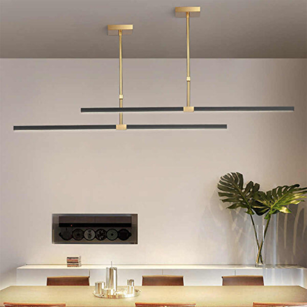 Catluz Lineer Antrasit-Gold LED Tavan Lambası,avize,modern Aydınlatma,dekoratif Işık - Antrasit Avize Fiyatı