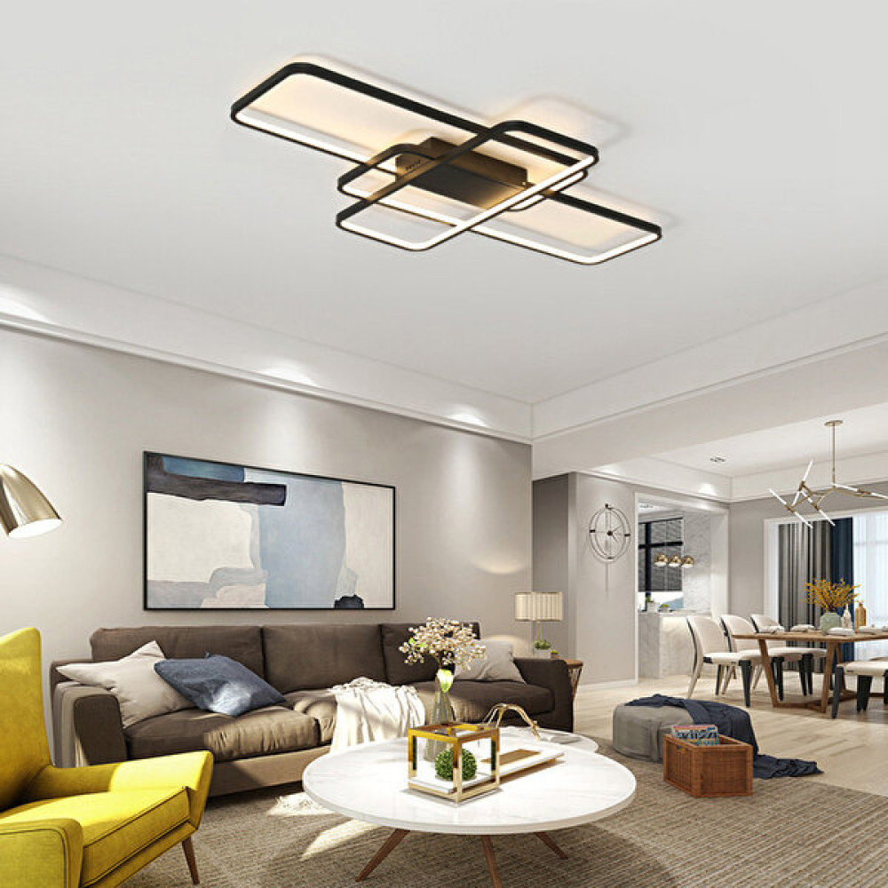 Catluz Siyah 110X80CM Dikdörtgen*3*3 Işık Rengi LED Tavan Lambası,avize,modern Aydınlatma,dekoratif Işık Avize Fiyatı