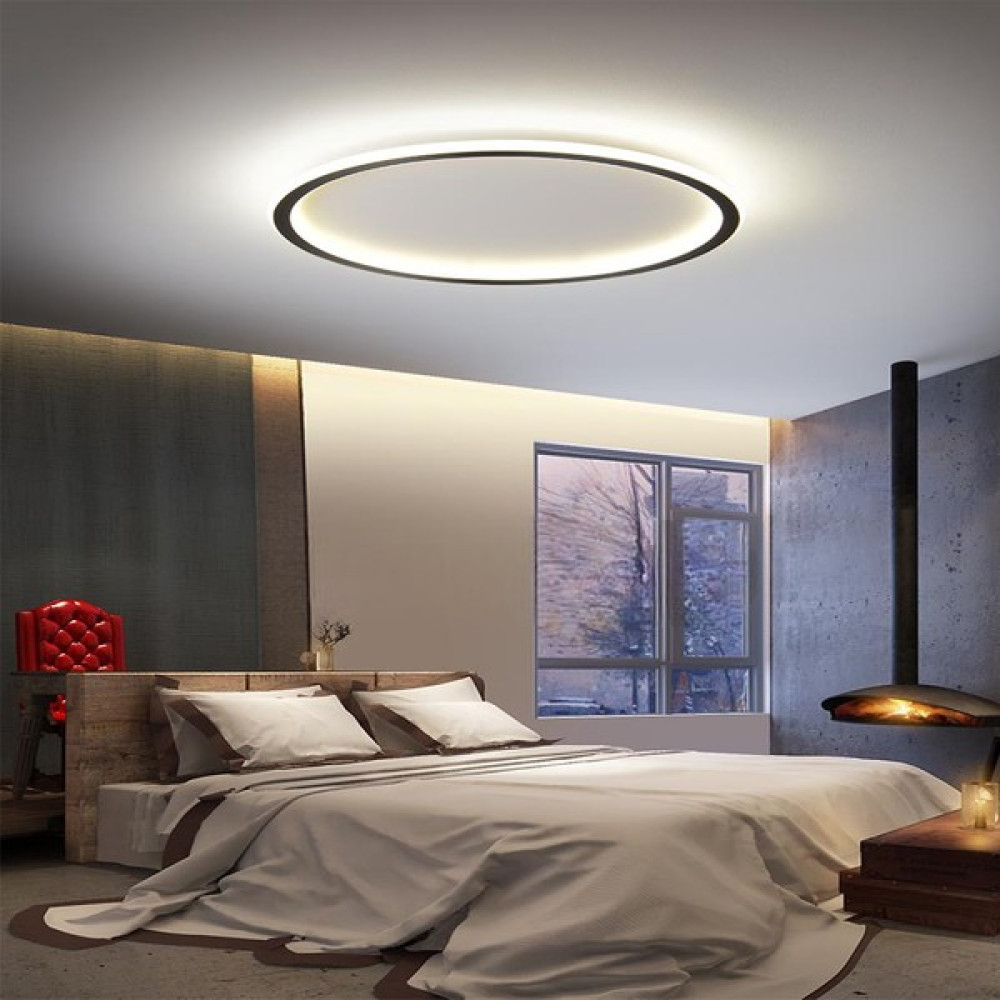 Catluz Siyah Ø100CM Çember 3 Işık Rengi LED Tavan Lambası,yuvarlak Avize,modern Aydınlatma Avize Fiyatı