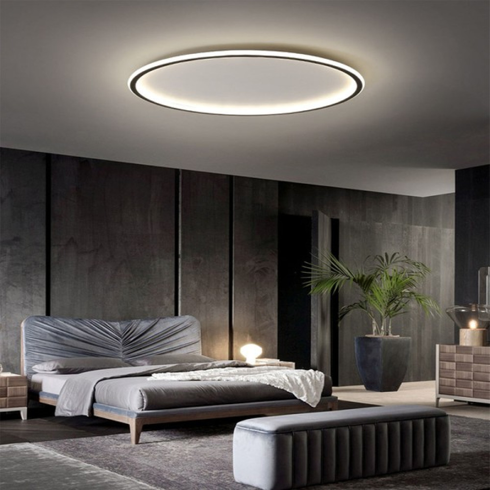 Catluz Siyah Ø80CM Çember 3 Işık Rengi LED Tavan Lambası,yuvarlak Avize,modern Aydınlatma,dekoratif Işık Avize Fiyatı