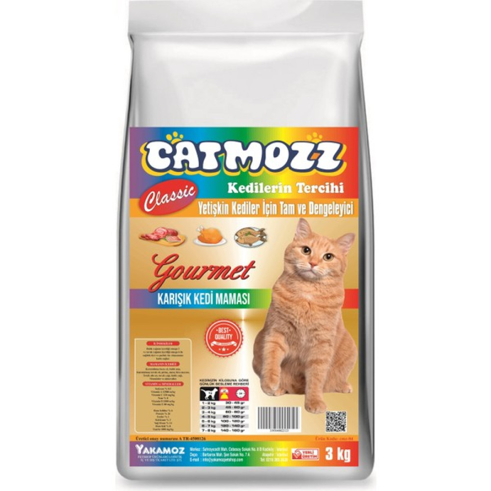 Catmozz Classic Mix Gourmet Karışık Yetişkin Kedi Maması 3 KG Evcil Hayvan Ürünleri Fiyatı