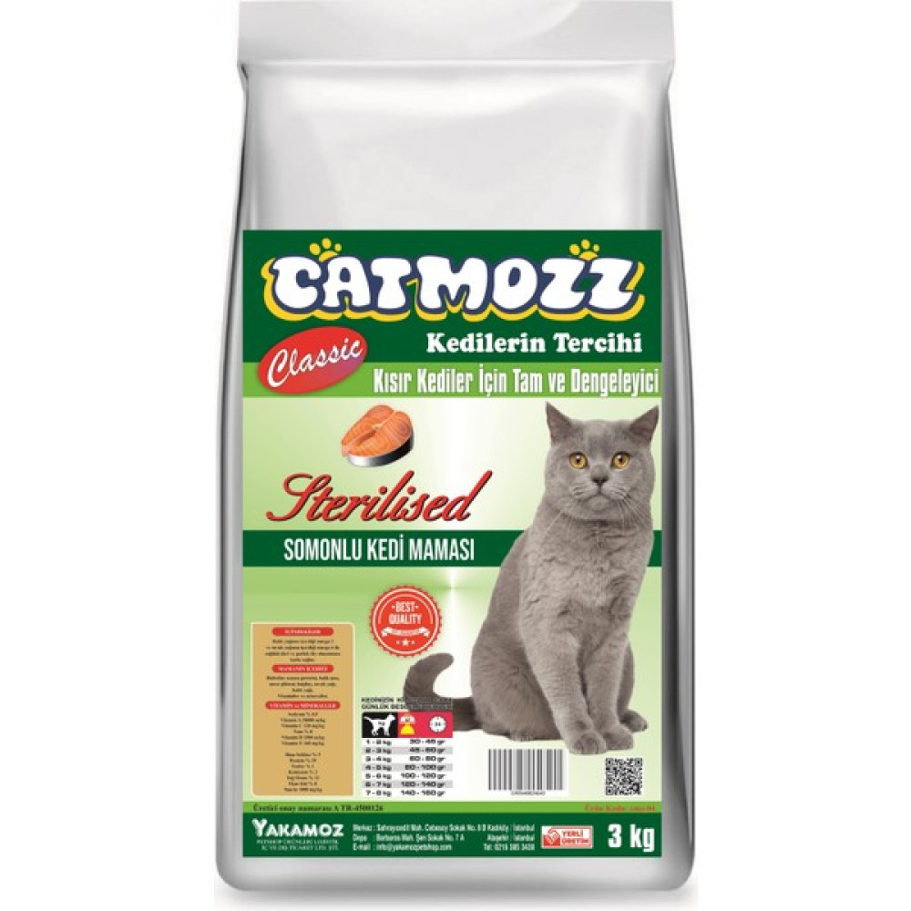 Catmozz Classic Sterilised Somonlu Kısırlaştırılmış Yetişkin Kedi Maması 3 Kg Evcil Hayvan Ürünleri Fiyatı