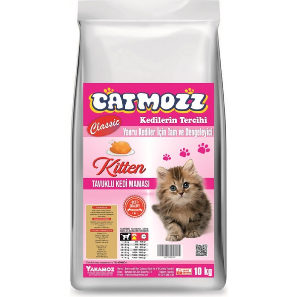 Catmozz Classic Tavuklu Kıtten Yavru Kedi Maması 10 KG Evcil Hayvan Ürünleri Fiyatı
