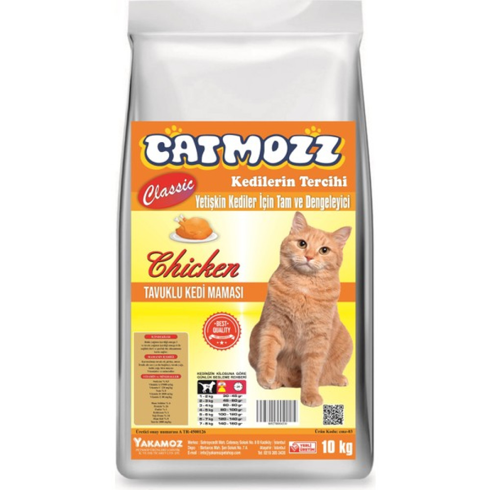 Catmozz Classic Tavuklu Yetişkin Kedi Maması 10 KG Evcil Hayvan Ürünleri Fiyatı