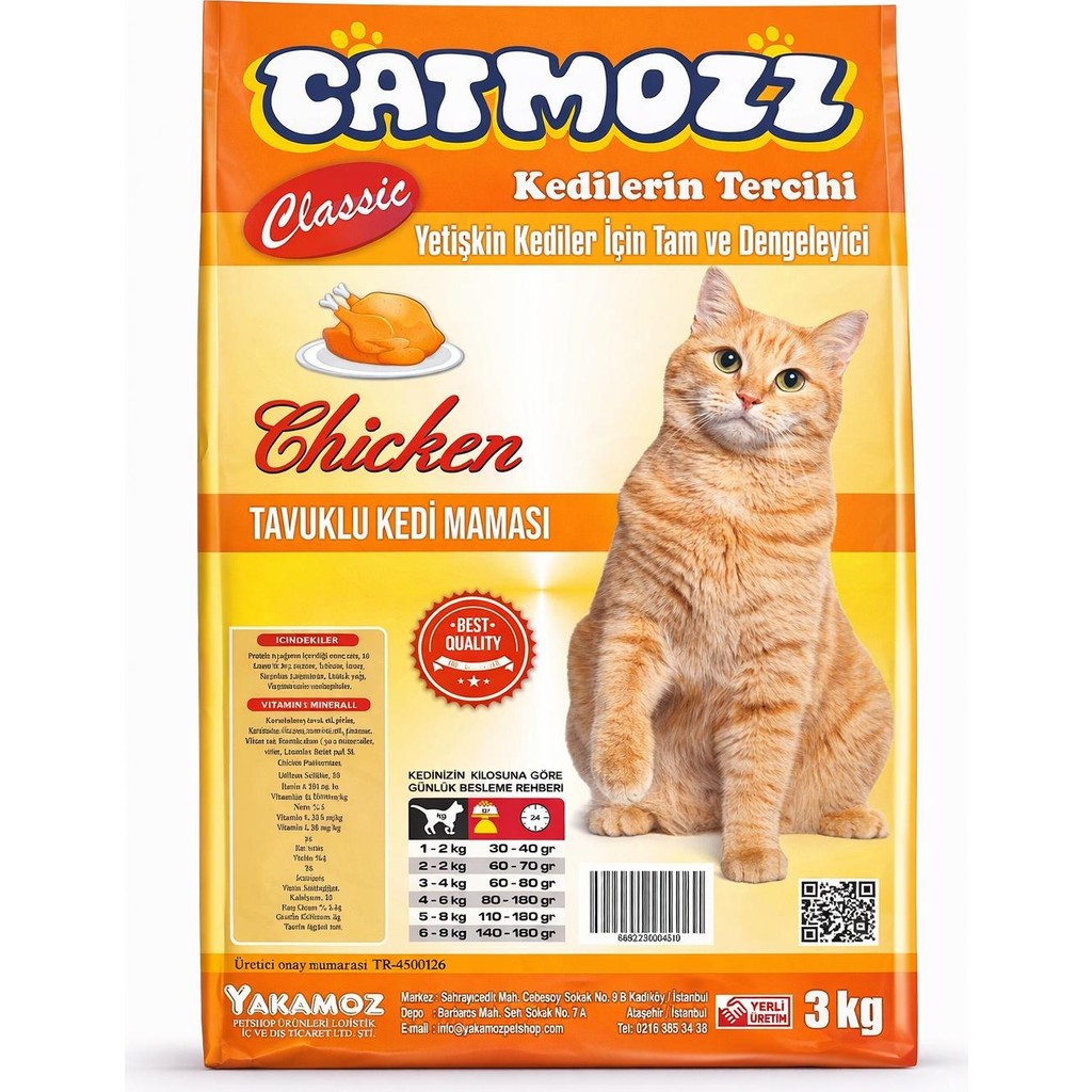 Catmozz Classic Tavuklu Yetişkin Kedi Maması 3 kg Evcil Hayvan Ürünleri Fiyatı