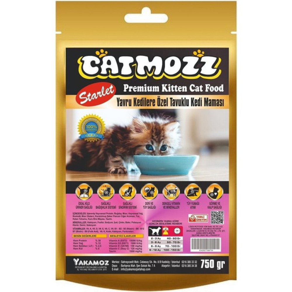 Catmozz Starlet Kitten Tavuklu Seçiçi Kedilere Özel Yavru Kedi Maması 750 gr Kilitli Paket Evcil Hayvan Ürünleri Fiyatı
