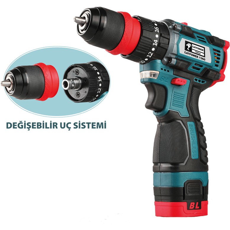 CATPOWER 1360 16 V Li-Ion 2.0 Ah Kömürsüz Akülü Vidalama Diğer Fiyatı