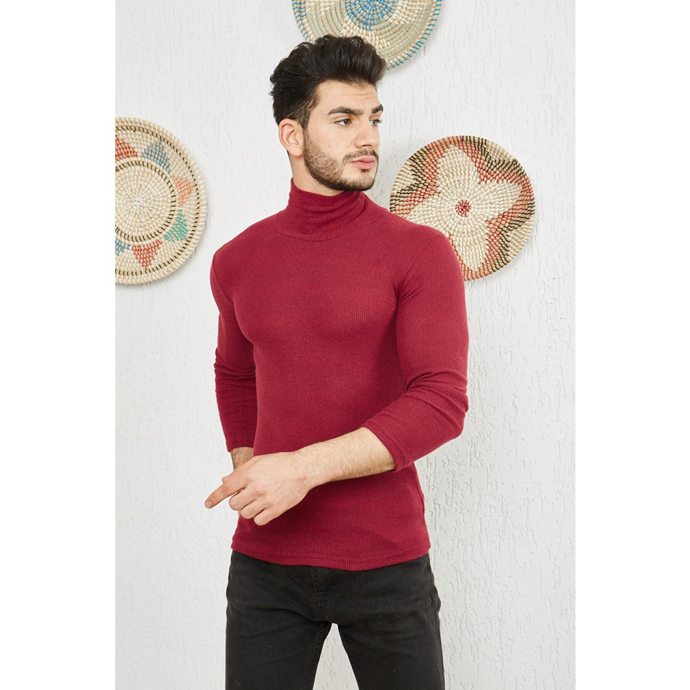 CATSPY Erkek Bordo Boğazlı Triko Lycra Kazak L Beden Bayan Kazak & Süveter & Triko Fiyatı
