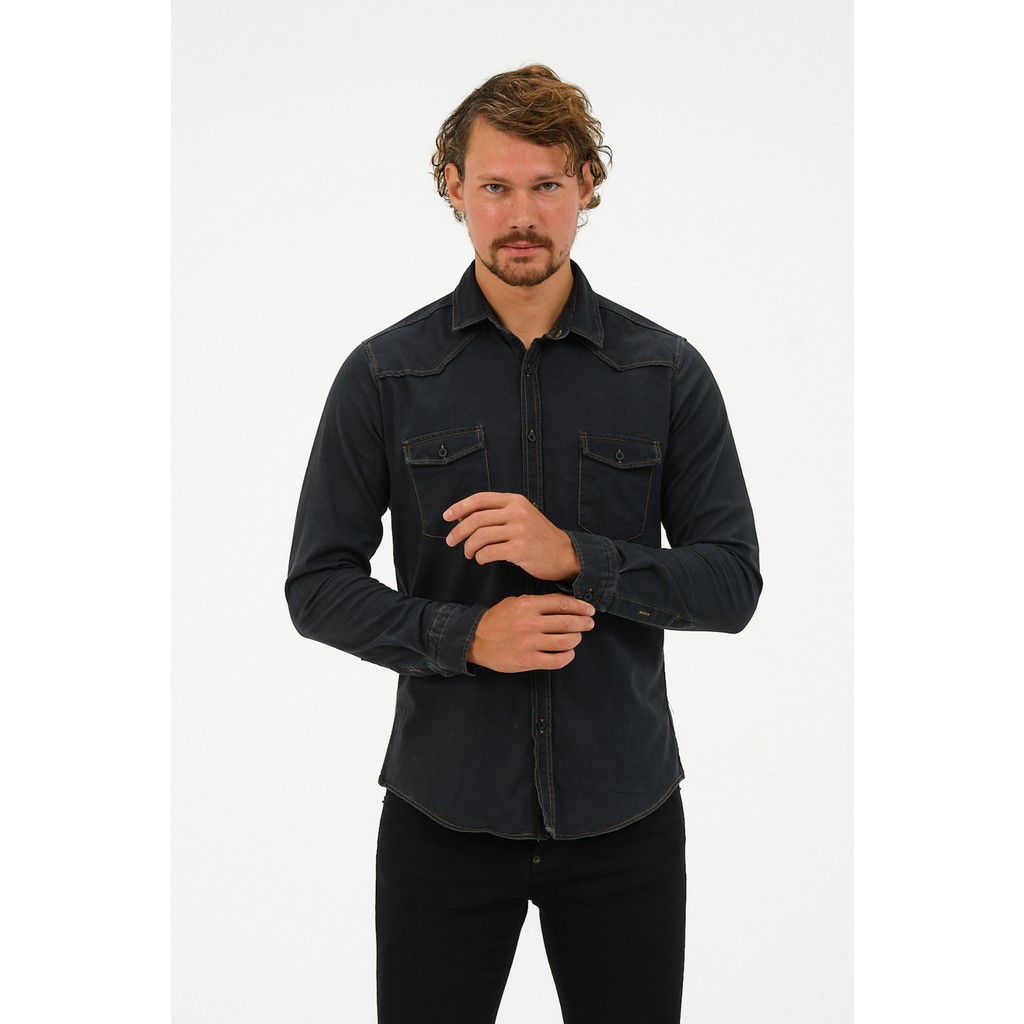 Catto Peak Slim Fit Denim Cepli Gömlek Giyim & İç Giyim Fiyatı