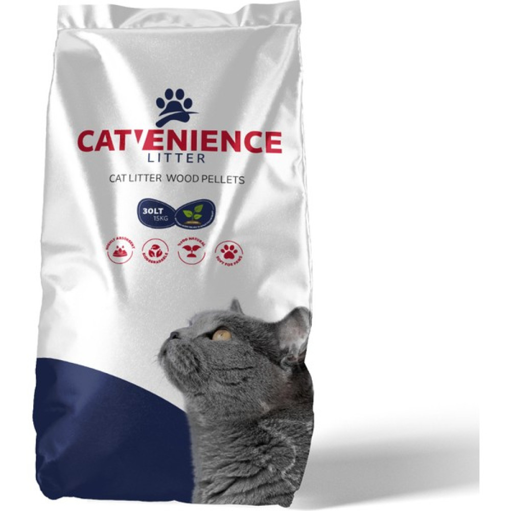 Catvenience Organik Çam Peleti Kedi Kumu 30L 15KG 6mm - Koku Önleyici Kolay Ufalanan, Emici Cat Litter Evcil Hayvan Ürünleri Fiyatı