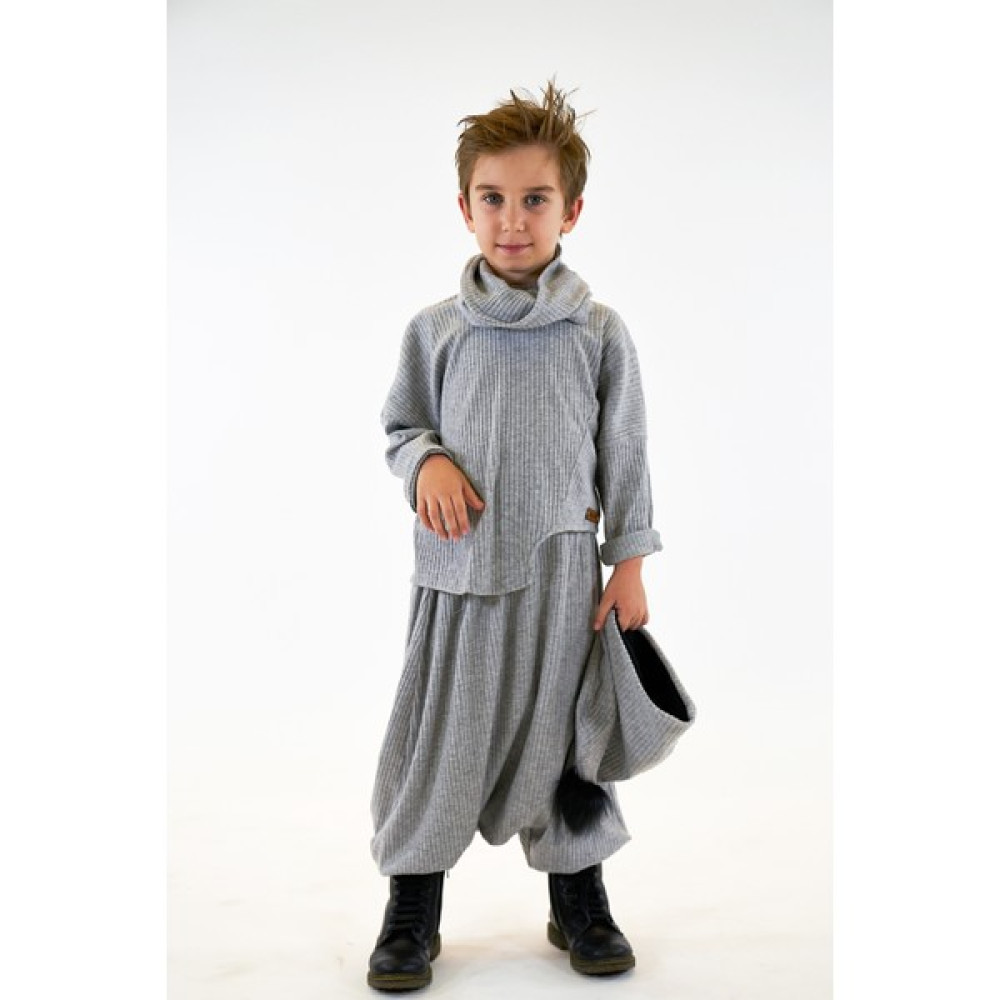 Catz Kids 4 'lü Antrasit Gri Fitilli Penye Samuray Şalvar + Asimetrik Sweat + Bere + Boyunluk Kız Çocuk Giyim Takımı Fiyatı
