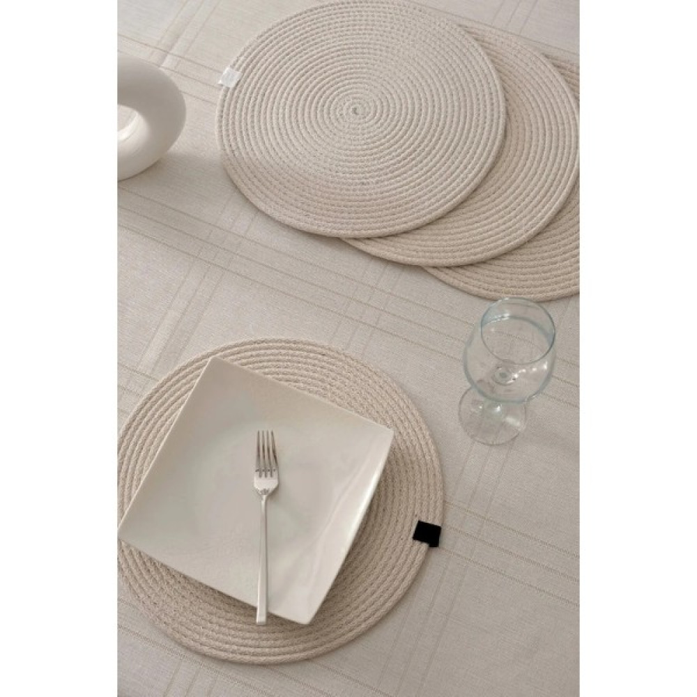 Çavdar Group 6'lı Hasır El Yapımı Supla Makrome Jüt Amerikan Servis 6 Adet Tabak Tencere Altlığı Sofra Sunum - 32 x 32 cm - Bej Amerikan Servis Fiyatı