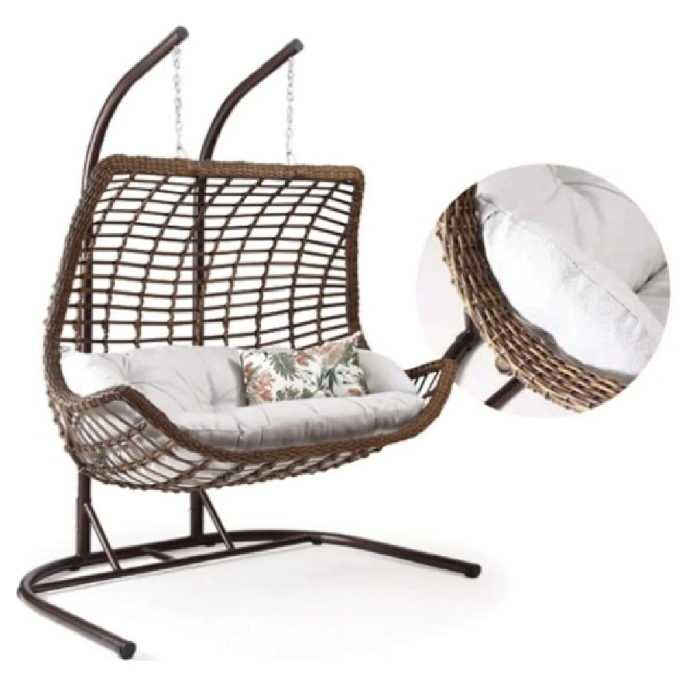 Çavdar Group Balina Rattan Ikili Salıncak Iki Kişilik Bahçe Balkon Teras Salıncağı Balinasalıncak - Açık Kahverengi Bahçe Salıncağı Fiyatı